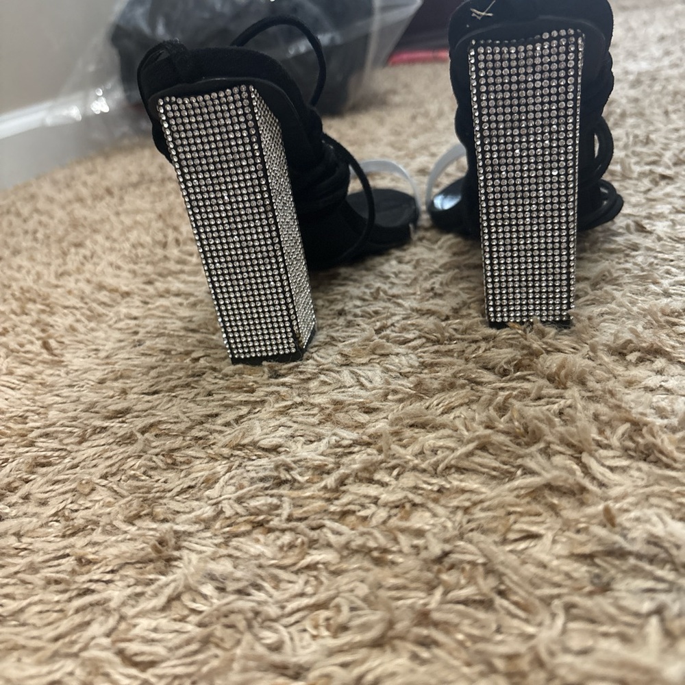 Fashion Nova Black Heels with Silver Accents